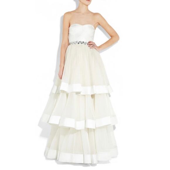 Rachel Gilbert Dresses & Skirts - Rachel Gilbert Silk Tiered Crystal Embellished Strapless Princess Wedding Gown